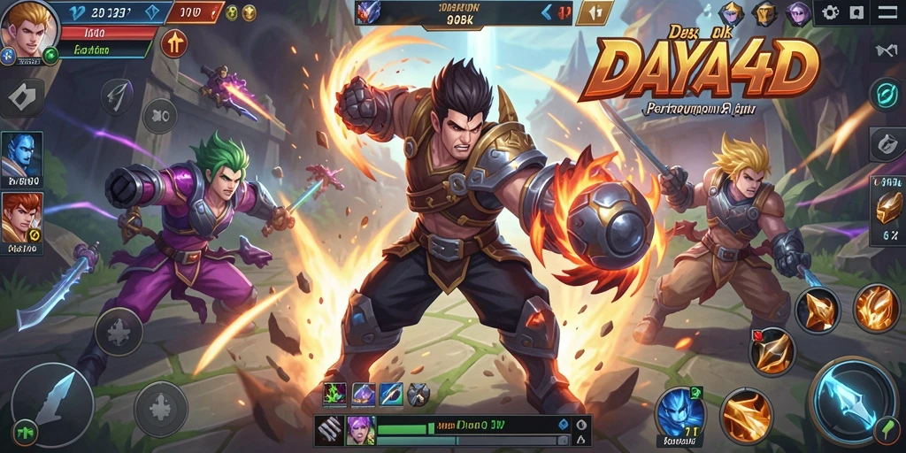 Screenshot utama DAYA4D menampilkan aksi pertarungan seru dalam permainan MOBA.