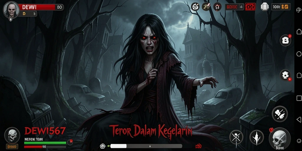 Tampilan gameplay seram yang menyajikan suasana horor yang mencekam.