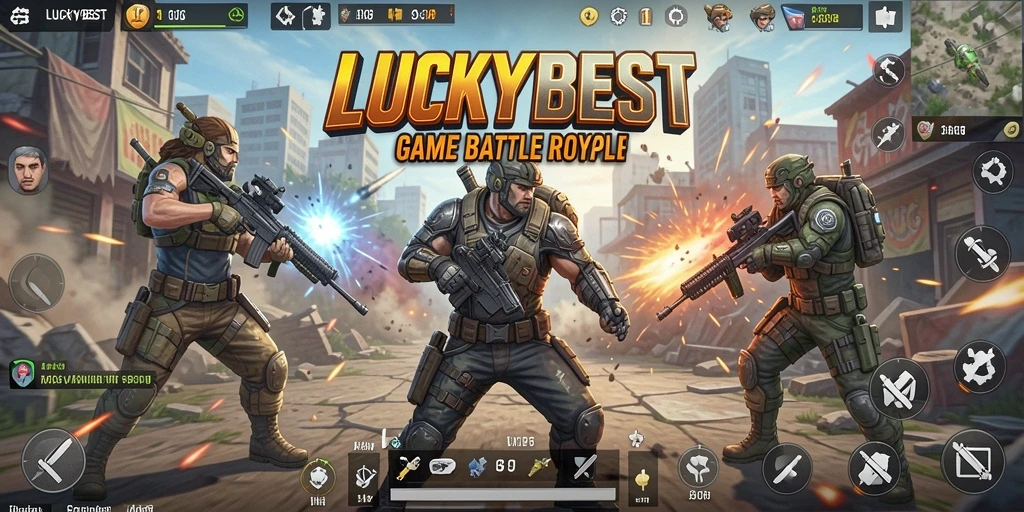 Tampilan gameplay seru dari LUCKYBEST dalam pertempuran Battle Royale.