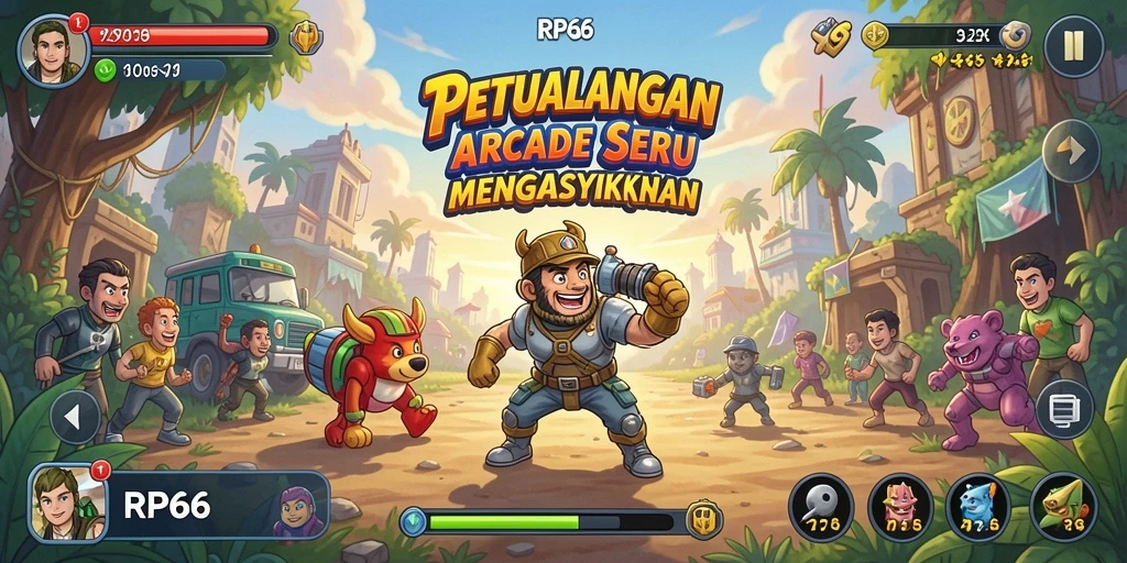 Tampilan gameplay RP66 yang penuh aksi dan warna-warni menawan.