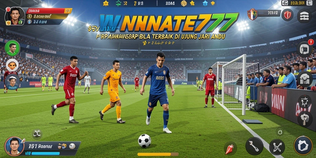 Tampilan gameplay mendebarkan di <strong>WINRATE777</strong> memperlihatkan aksi sepak bola yang seru.